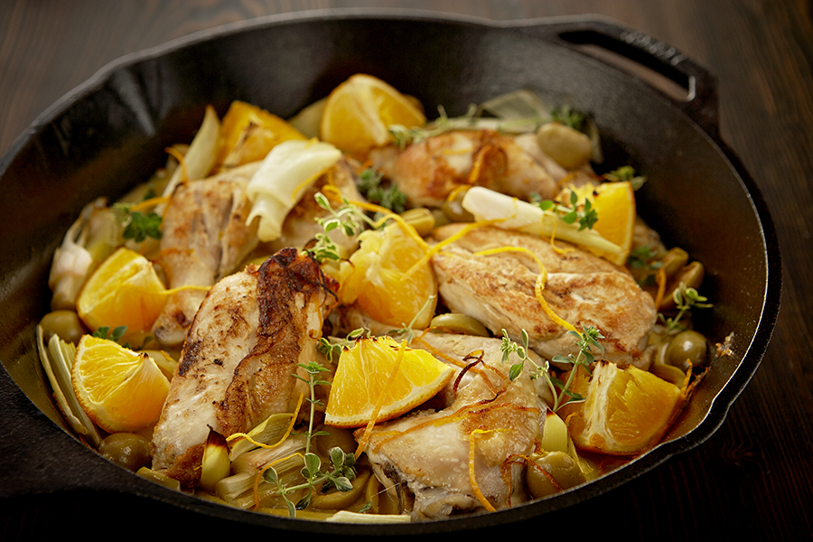 BRAISED CHICKEN WITH ORANGES & LEEKS