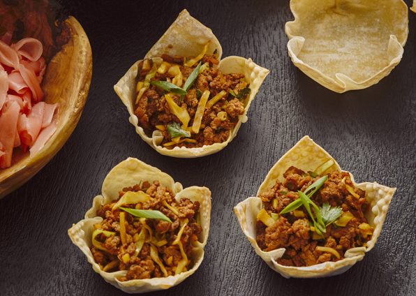 GINGER CHICKEN WONTON CUPS