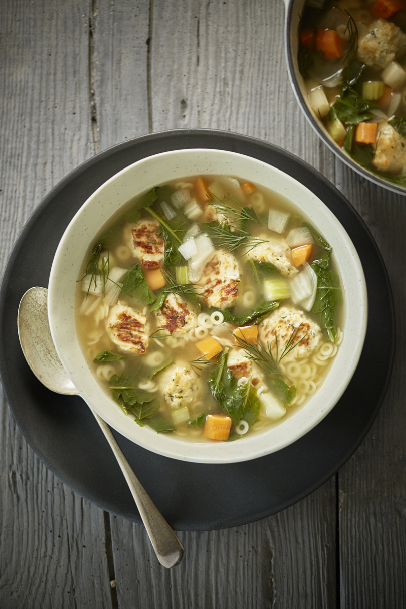 ITALIAN WEDDING SOUP WITH CHICKEN MEATBALLS