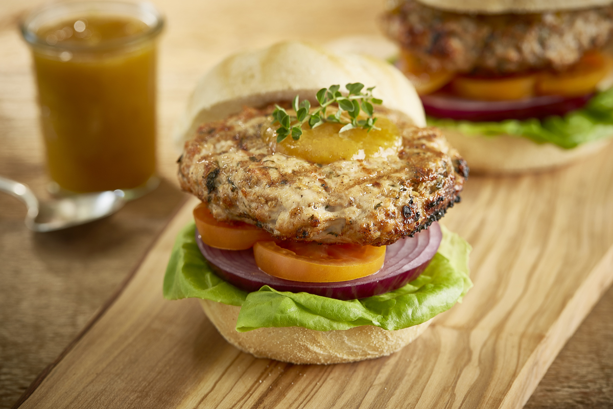 JAMAICAN BURGERS WITH MANGO CHUTNEY