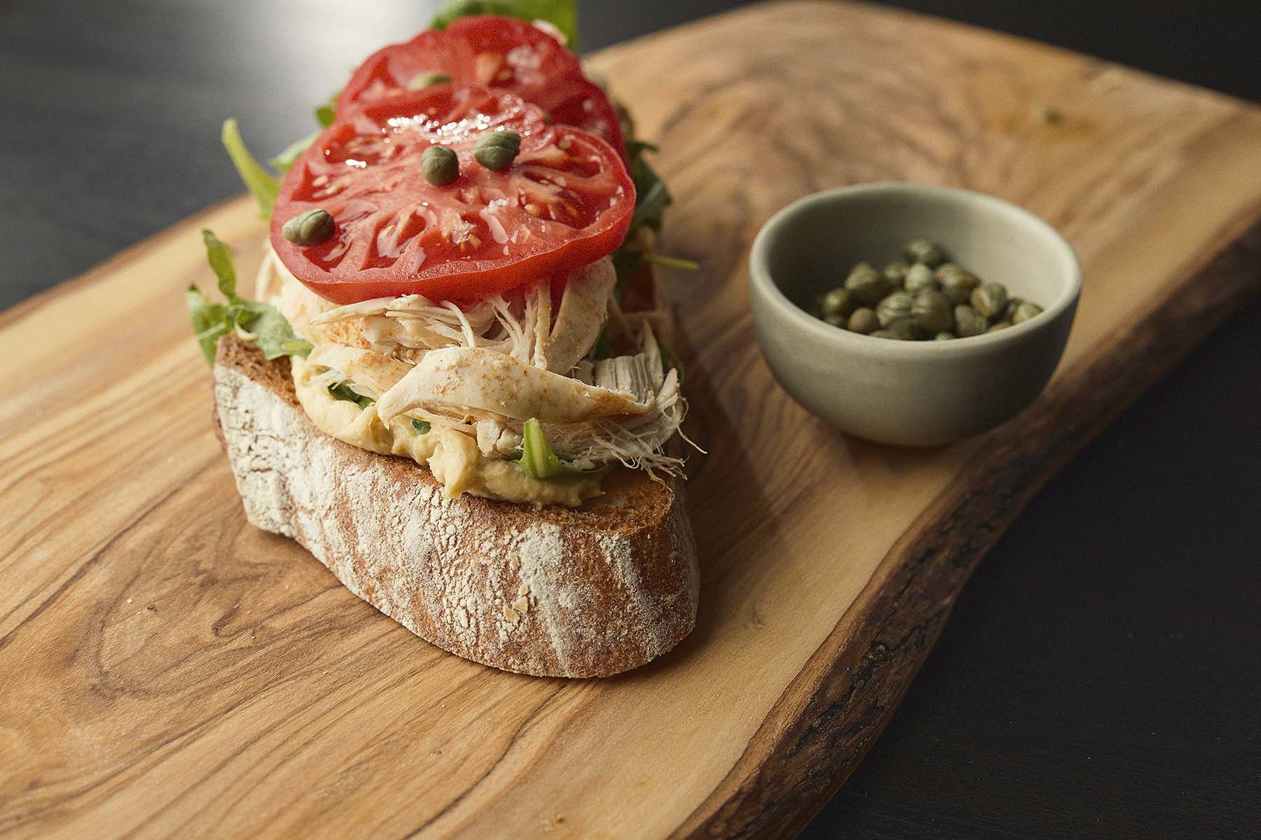 CHICKEN HUMMUS TOASTS
