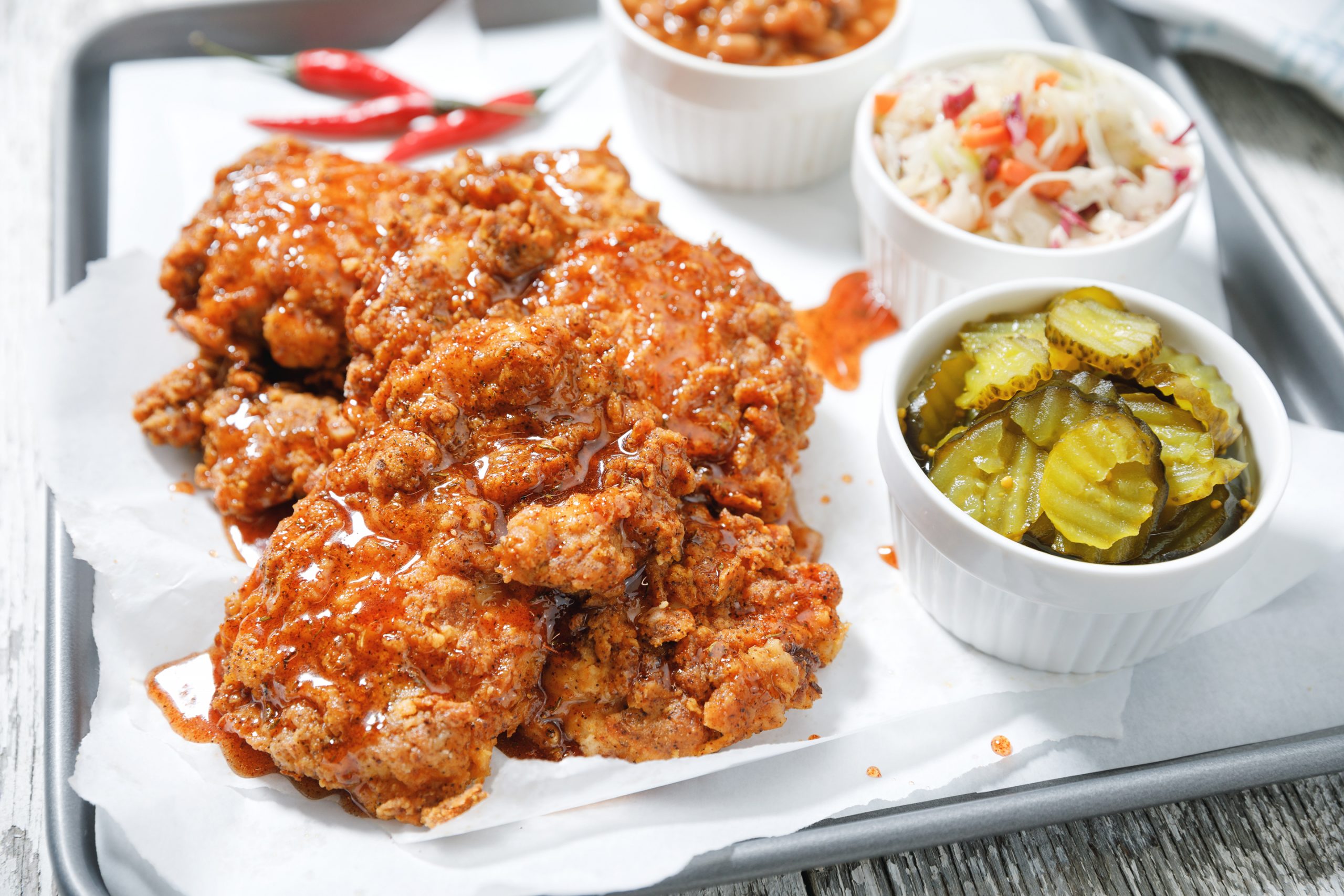 NASHVILLE-STYLE BAKED FRIED CHICKEN
