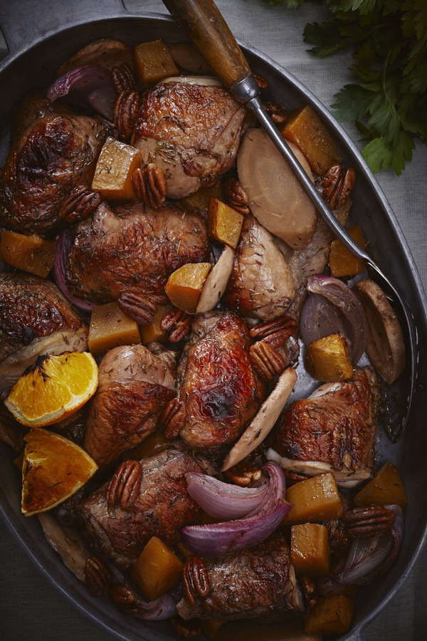 SHEET PAN POMEGRANATE ORANGE CHICKEN