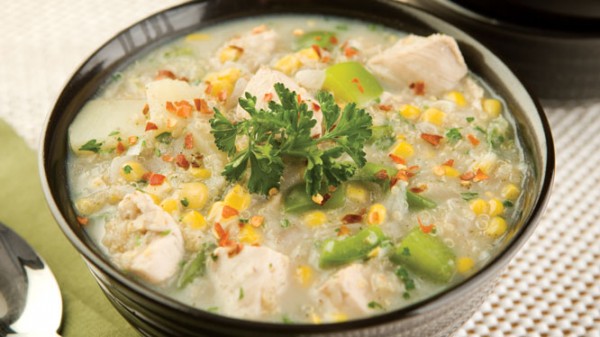 QUINOA CORN AND CHICKEN CHOWDER